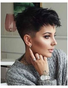 Short Black Hair, Pixie Haircut For Thick Hair, Short Hair Trends, Short Grey Hair, Super Short Hair, Bangs Short, Short Hairstyles For Thick Hair