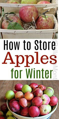 two baskets filled with apples sitting next to each other