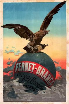 an eagle is sitting on top of a ball with the word ferrett - brand