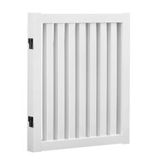 a white door with bars on the side and black latches to it's sides