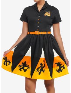 Minnie Mouse Dresses, Culture Clothes, Halloween Merch, Plus Size Disney, Casual Halloween, Retro Disney, Witch Dress, Minnie Mouse Dress, Halloween Candy Corn