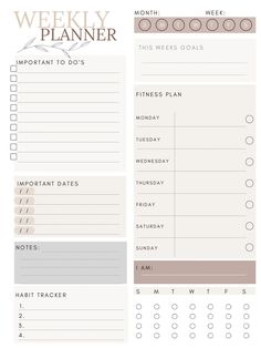 the printable weekly planner is ready to be used as a reminder for someone's upcoming