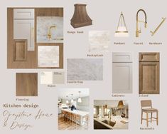 Premade Kitchen Moodboard, Shopping List, Virtual Interior Design, Online Designer, Home Decor, Digital, Online Decorator, Design Board - Etsy Coastal Kitchen Gold Hardware, White Oak Kitchen Cabinets With Dark Island, Coastal Glam Kitchen, Accesible Beige Cabinet Kitchen, Current Kitchen Trends 2024, Light Flooring Kitchen, Kitchen Shapes Layout, Ge Cafe Matte White Kitchen, Cream Kitchen Cabinets With Quartz