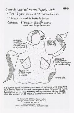 an apron pattern with instructions to make it