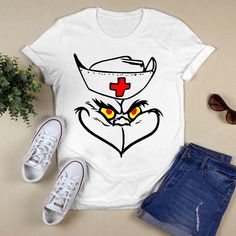 Grinch Nurse Shirt, Grinch Shirts, Miss Kitty, Nurse Christmas, Nursing Clothes, Nursing Tshirts, Holiday Shirts, Nursing Shirts