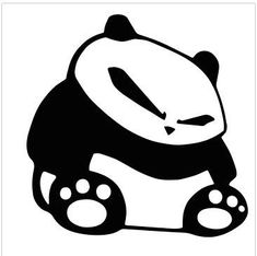 a black and white drawing of a panda bear