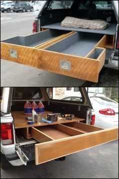 an open trunk in the back of a truck