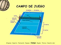 an image of a tennis court with the words campo de juego on it