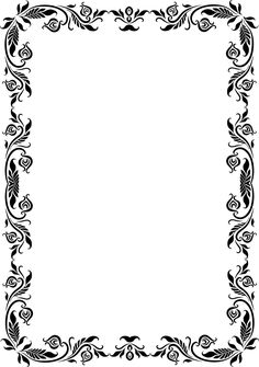 a black and white ornate frame with swirls on the edges, isolated against a white background