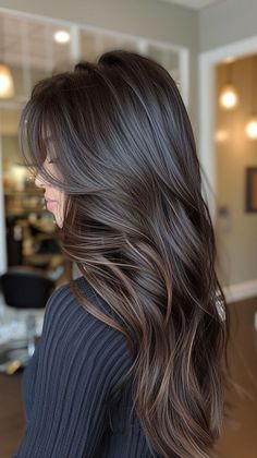 Brunette Ideas, How To Make Hairstyle, Balayage Chocolate, Hair Dues, Hairstyle For Medium Hair, Dimensional Brunette, Black Hair Balayage, Long Brunette Hair