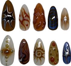 Earthy Acrylic Nails, Goblincore Nails, August Nails, Mens Nails, Vintage Nails, Nails Only, Nail Jewelry