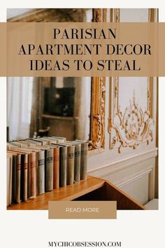 books on a shelf with the words parisian apartment decor ideas to steal