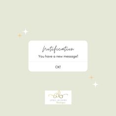 a white card with the words congratulations you have a new message or ok on it