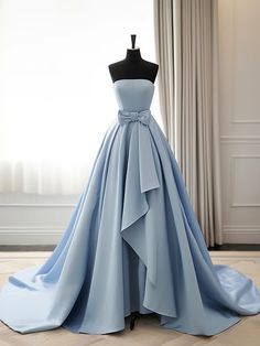 Simple A-Line Satin Blue Long Prom Dress, Blue Long Evening Dress – dresstby Dress Blue Long, Blue Long Prom Dress, Satin Long Prom Dress, Prom Dress Blue, Long Formal Dress, Long Evening Dress, Blue Satin, Long Prom Dress, Dress Blue