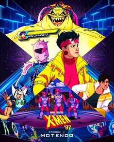 the movie poster for x - men and the masters of motondo, which features an image of various characters