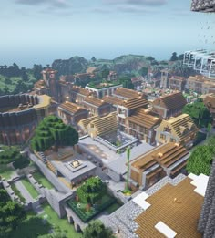 an aerial view of a city in minecraft