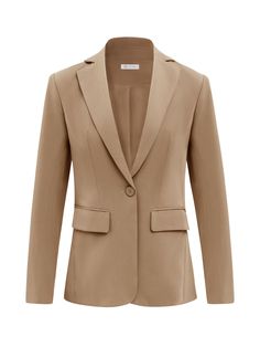 PRICES MAY VARY. Polyester,Rayon,Spandex Polyester lining Button closure Machine Wash Camel Blazer, Long Sleeve Suit, Casual Blazer Women, Women Blazer, Wardrobe Ideas, Dark Khaki, Womens Blazers, Long Sleeve Blazers, Womens Casual