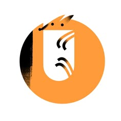 an orange and black circle with the letter u in it