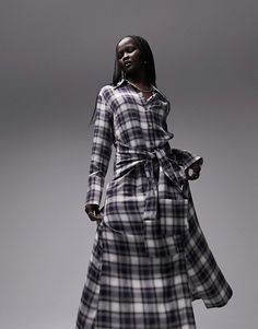 Dresses by Topshop Welcome to the next phase of Topshop Spread collar Button placket Tie waist Regular fit Fall Dress Trends, Casual Button-up Plaid Dress, Affordable Casual Plaid V-neck Dress, Spring Plaid Button-up Shirt Dress, Plaid Cotton V-neck Dress, Plaid Cotton Button-up Shirt Dress, Dress Rental, Fall Dress, Midi Shirt Dress