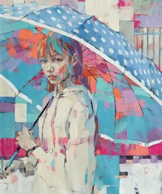 a painting of a woman holding an umbrella