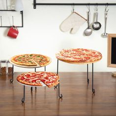 Black Metal Wire Pizza & Dessert Riser, Set of 3-MyGift Italian Restaurant Decor, Family Pizza Night, Pizza Pans, Small Toilet Room, Table Restaurant, Metal End Tables, Restaurant Table, Pizza Pan, Dining Setting