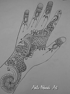 a drawing of a hand with henna on it