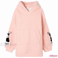 Qteee - Premium Oversized Hoodie with Adorable RABBIT Ears and Convenient Pocket Cute Oversized Hoodie Outerwear, Cute Long Sleeve Hoodie, Cute Long Sleeve Hoodie For Loungewear, Cozy Pink Hoodie With Ribbed Cuffs, Pink Cozy Hoodie With Ribbed Cuffs, Cute Fall Hoodie Sweater, Cute Oversized Hooded Sweatshirt, Oversized Cute Hooded Sweatshirt, Cute Hooded Hoodie For Loungewear