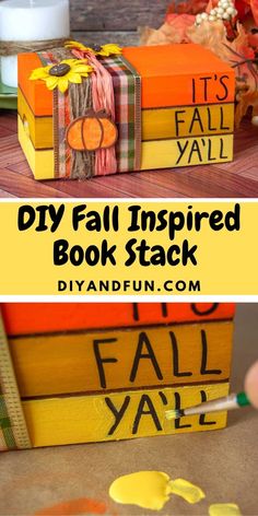 this diy fall inspired book stack is so easy to make