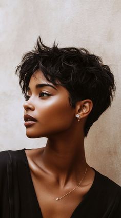 Curly Hair Shaved Side, Pixie Hairstyles For Black Women, Women Pixie Cut, Short Red Hair, Sassy Hair, Natural Hair Updo, Hairstyles For Black Women, A Fresh Start, Pixie Hairstyles