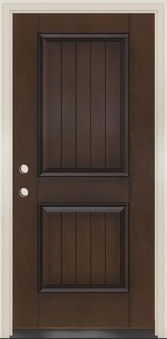 Experience the beauty and resilience of System with our luxury vinyl plank, a top choice for doors, windows & millwork applications. This product, featuring dimensions of Right Inswing, combines aesthetics with practicality. Fiberglass 2 Panel Door, Door Panelling, Spanish Revival Architecture, Simple Door, Flush Door Design, Wood Front Doors, Flush Doors, Door Design Modern, Fiberglass Door