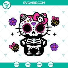 an image of a cat skeleton with flowers on it's head and the word svvibe com