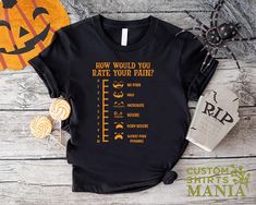 Funny Halloween Nurse Tee, How Would You Rate Your Pain ,Halloween ER Shirt, Spooky Season Nurse Tee,Funny Nurse Shirt,Nursing Appreciation ----- How To Order ----- 1-) Please, check and review all the photos. 2-) Choose your t-shirt size and color. *Different styles of shirts may have different shades of same color choice due to different manufacturer brands. *For this reason, we recommend you to match shirts from the same styles if you want precisely matching colors (ex. Unisex, V-necks, Toddler, etc.). 3-) Click add to cart. You can go back to add more shirts. 4-)Click "Proceed to check out". 5-)When you check out, you can add a note to seller for any request. ----- Unisex Shirts ----- * Unisex t shirt fits like a well-loved favorite, featuring a crew neck, short sleeves and designed wi Funny Nurse Shirts, Funny Nurse, Halloween Nurse, Nurse Practitioner, Matching Colors, Nurse Shirt, Nurse Humor, Shirt Fits, Nursing Shirts