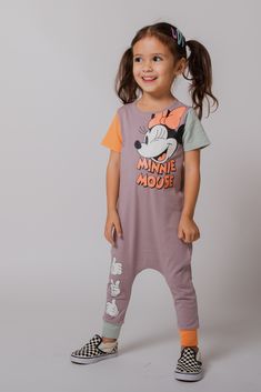 The best-selling, reinvented romper that made RAGS famous, now featuring Disney's Minnie Mouse! Forget the hassle of snap closures. Our innovative neckline stretches and recovers, so your little one can step in, pull up, and play on. The ultra-soft modal cotton, unconventional style, and comfy fit makes this a go-to style kids love. what to wear to Disneyland, what to wear to Disney World, little girl style, toddler girl fashion, baby girl clothes, toddler outfits Toddler Girl Fashion, Fashion Baby Girl, Toddler Girl Style, Clothes For Kids, Mickey Minnie Mouse