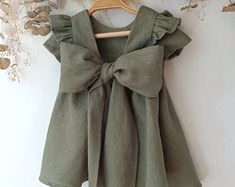 Milk Bridesmaid Dress, Milk Linen Dress for Girl, Bridesmaid Dress Toddler With Sage Green Bow, Flower Girl Dress Boho - Etsy Australia Newborn Wedding Outfit, Linen Baby Dress, Flower Girl Dress Boho, Dresses For Toddlers, Boho Flower Girl Dress, Flower Girl Dress Baby, Dress Sage Green, Green Linen Dress, Boho Flower Girl