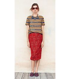 tory burch pre-fall 2013 Red Lace Skirt, Boucle Skirt, Pre Fall Fashion, Print Business, Fall Inspiration, Eclectic Fashion, Most Wanted, Women's Loafers, Bohemian Chic