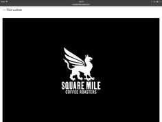 the square mile coffee roasters logo is shown in black and white, with an image of a dragon on it