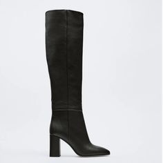 New With Tag Blogger’s Favorite Zara Best Sellers Zara New Collection Zara 2022 Chic Knee-high Square Toe Boots With Leather Lining, Faux Leather Almond Toe Heeled Boots For Work, Faux Leather Heeled Boots With Almond Toe For Work, Almond Toe Faux Leather Heeled Boots For Work, Faux Leather Heeled Boots With Sculpted Heel For Work, Chic Heeled Boots With Leather Lining And Pointed Toe, Chic Heeled Boots With Pointed Toe And Leather Lining, Faux Leather Knee-high Boots With Almond Toe For Work, Workwear Faux Leather Knee-high Boots With Almond Toe