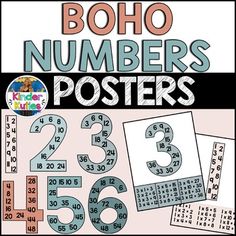 a poster with numbers on it and the words boho numbers posters