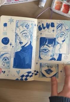 an open book with some drawings on it