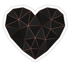 a heart shaped sticker with black and copper geometric shapes on it's side