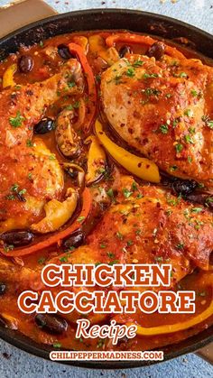 Chicken Cacciatore looking extra inviting and delicious. Chicken Cacciatore With Potatoes, Chicken With Sweet Peppers, Italian Chicken And Peppers, Chicken Catchatori Recipe Slow Cooker, Chicken Cattitore Recipes, Chicken Catchatori Recipe, Italian Braised Chicken