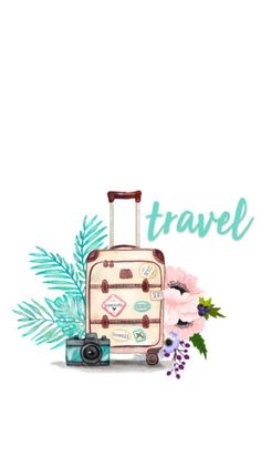 a suitcase with flowers and the words travel