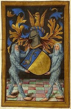 an image of two monkeys holding a shield