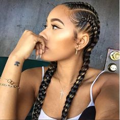 9 Cornrow Styles That Are Perfect For The Summer [Gallery] - Black Hair Information Big Cornrows, 4 Braids Hairstyle, Straight Back Braids, Braided Cornrow Hairstyles, 2016 Summer