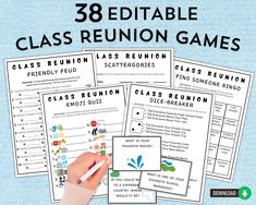 the printable class reunion games are great for students to practice their writing and spelling skills