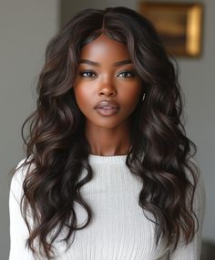 Dark Chocolate Waves for Fall Hair Colors Rich Dark Brown Hair, Hair Colors For Light Skin, Dark Brown Hair Rich, Amber Blonde, Dark Chocolate Hair Color, Dark Skin Light Hair, Black Hair Pale Skin, Chocolate Brown Hair Color, Chocolate Brown Hair