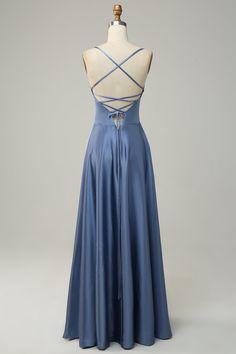 Winter Formal Dresses Long Blue, Highschool Prom Dresses, Grey Blue Prom Dress, Uk Prom Dresses, Winter Formal Dresses Long, A Line Formal Dress, Bridesmaid Dresses Long Blue, Medieval Things, Bridesmaid Dresses Satin