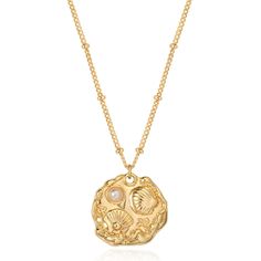 PRICES MAY VARY. Gold Seashell Necklace: Gold coin pendant with detailed engravings of two shells; adorned with a lustrous pearl Pendant Dimensions: Necklace length: 19.5 inches + 2-inch extension chain; pendant size: 20.3 mm wide, 19.5 mm high Premium Materials: Made with 14K gold plated over brass; nickel and lead-free; hypoallergenic for sensitive skin Gift-Ready Packaging: Comes in a cute gift box; perfect for family members, friends, and significant others on special occasions LADYGD Jewelr Gold Shell-shaped Jewelry With Starfish Charm, Gold Shell-shaped Necklace With Starfish Charm, Gold Necklace With Starfish Charm, Gold Shell-shaped Jewelry For Anniversary, Shell-shaped Gold Jewelry For Anniversary, Amazon Necklace, Gold Seashell Necklace, Gold Coin Pendant, Gold Jewelry Gift