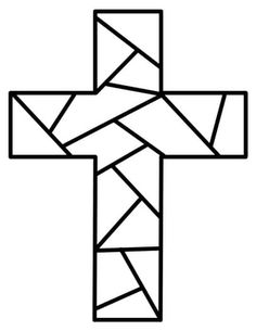 a black and white image of a cross with diagonal lines on it's sides