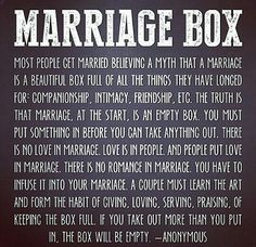 a poem written in white on a black background that reads marriage box most people get married